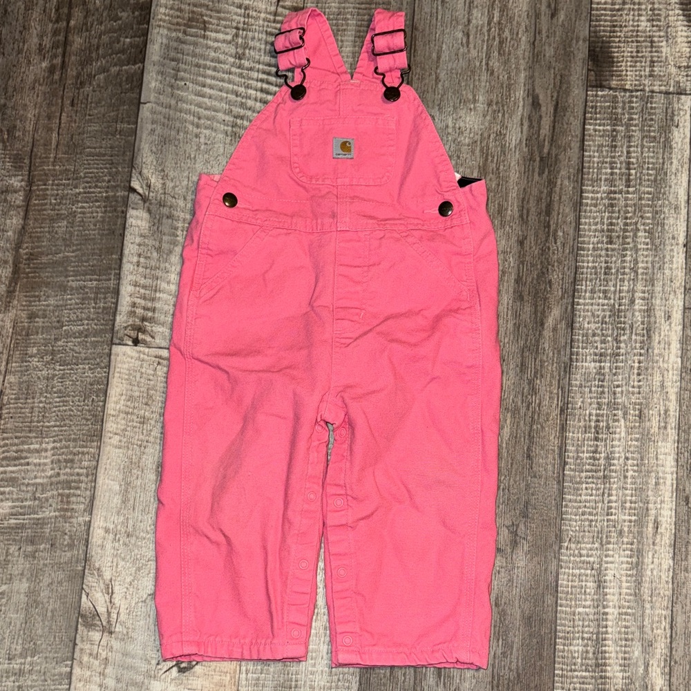 Carhartt Bright Pink lined toddler Overalls- size 18 months